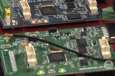 Close up view of circuit board of Fleck Sensor.