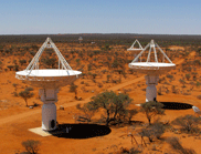 An elevated view of four of CSIRO’s new ASKAP antennas at the Murchison Radio-astronomy Observatory (MRO) in Western Australia. The MRO will be the core site of Australia's future SKA activity. Credit: Ant Schinckel, CSIRO