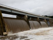 Scrivener Dam on Lake Burley Griffin has three flood gates open the first time since the floods in 1977, Canberra, December 2010 (© MDBA Photographer Arthur Mostead)