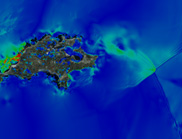 Hypothetical tsunami off Fremantle (WA) modelled using CSIRO computer models.
