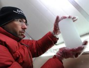 Dr Mauro Rubino holding an ice core