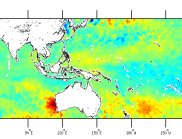 Thermal map of sea surface temperatures: Sea surface temperature anomalies during 21 February – 6 March 2011 at the peak of the extreme warming event.