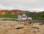 The project team make a beach landing at York Sound, northwest Kimberley, to survey a nearby rainforest thicket. (Image: Anna Simonsen)