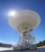 View from the ground of a new DSS35 34-m antenna at the CDSCC (Image: CSIRO/NASA)