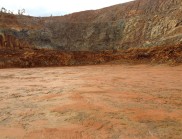 View of a mine pit after the treated water has been released