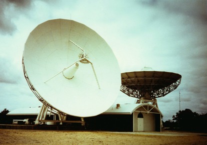 The two OTC 18-m earth-station antennas at Perth