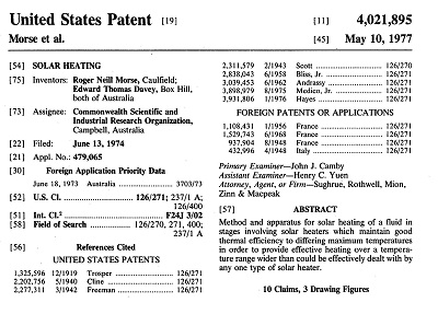 Front page U.S. Patent Number 4