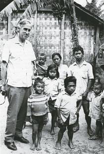 Basil Hetzel with iodine deficient adults and children in a village in central Java