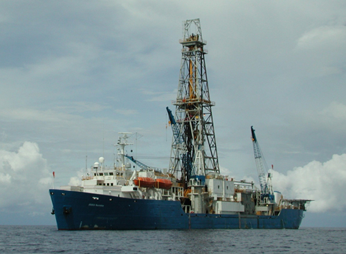 The drillship _JOIDES Resolution_ at PACMANUS in 2000