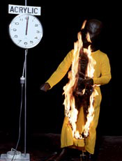 Fire Resistant Experimental Dummy on fire