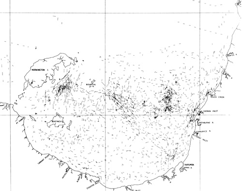 Map showing the density of trawling runs undertaken