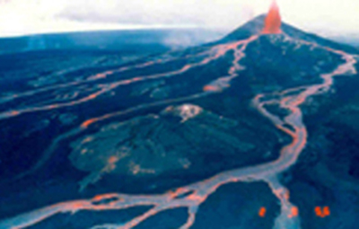 Pu'u O'o vent erupting on Kilauea volcano Hawaii