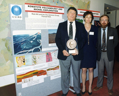 Dr Robin Hill holding the Sir Ian McLennan Award with Ms Sarah Dowling and Dr Martin Gole