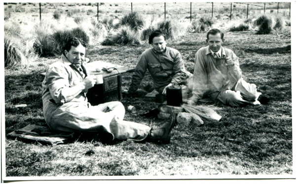 McMaster Lab Research Scientists take a tea break in the field.