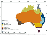 A map of Australia that shows the natural resource management clusters