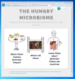 Landing page of the The hungry microbiome website