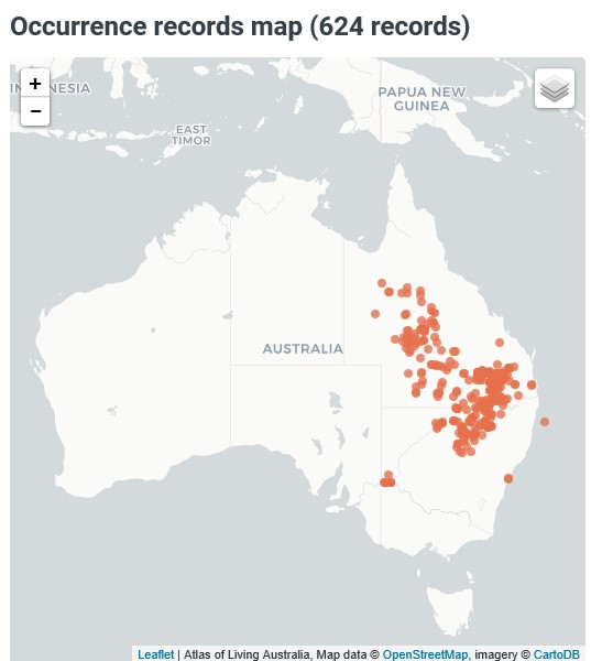 Occurrence map for De Vis’ banded snake (Denisonia devisi) from the Atlas of Living Australia