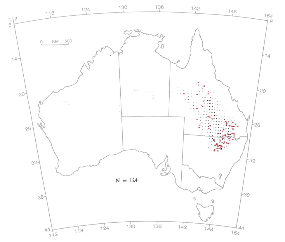 Map created using BIOCLIM data for De Vis’ banded snake 