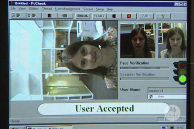 Monitor screen for facial recognition system.