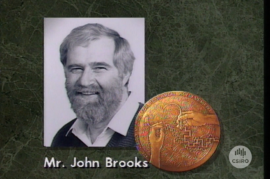 Graphic of John Brooks with CSIRO Medal.
